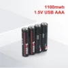 بطاريات Soshine AAA قابلة للشحن عبر USB بسعة 1100mWh وجهد 1.5 فولت، مثالية لأجهزة التحكم والماوس اللاسلكي.