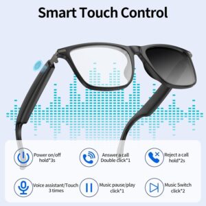 نظارة ذكية بتقنية الذكاء الاصطناعي مع ترجمة فورية 144 لغة، عدسات متغيرة اللون، حماية من الأشعة فوق البنفسجية، بلوتوث 5.3، مكالمات بدون استخدام اليدين، تصميم أنيق وخفيف الوزن للرجال والنساء