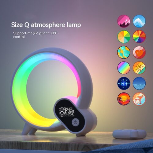 fc1298c3-8b03-4b7b-b9c5-12e0a61194c9_trans.jpeg Creative Q Light Analog Sunrise Digital Display Alarm Clock Bluetooth Audio Intelligent Wake-up Q Colorful Atmosphere Light